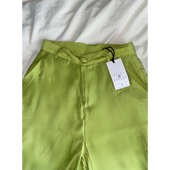 SOLD ASOS Daisy Street Wide Leg Pants In Green Shimmer - Picture 6 of 6